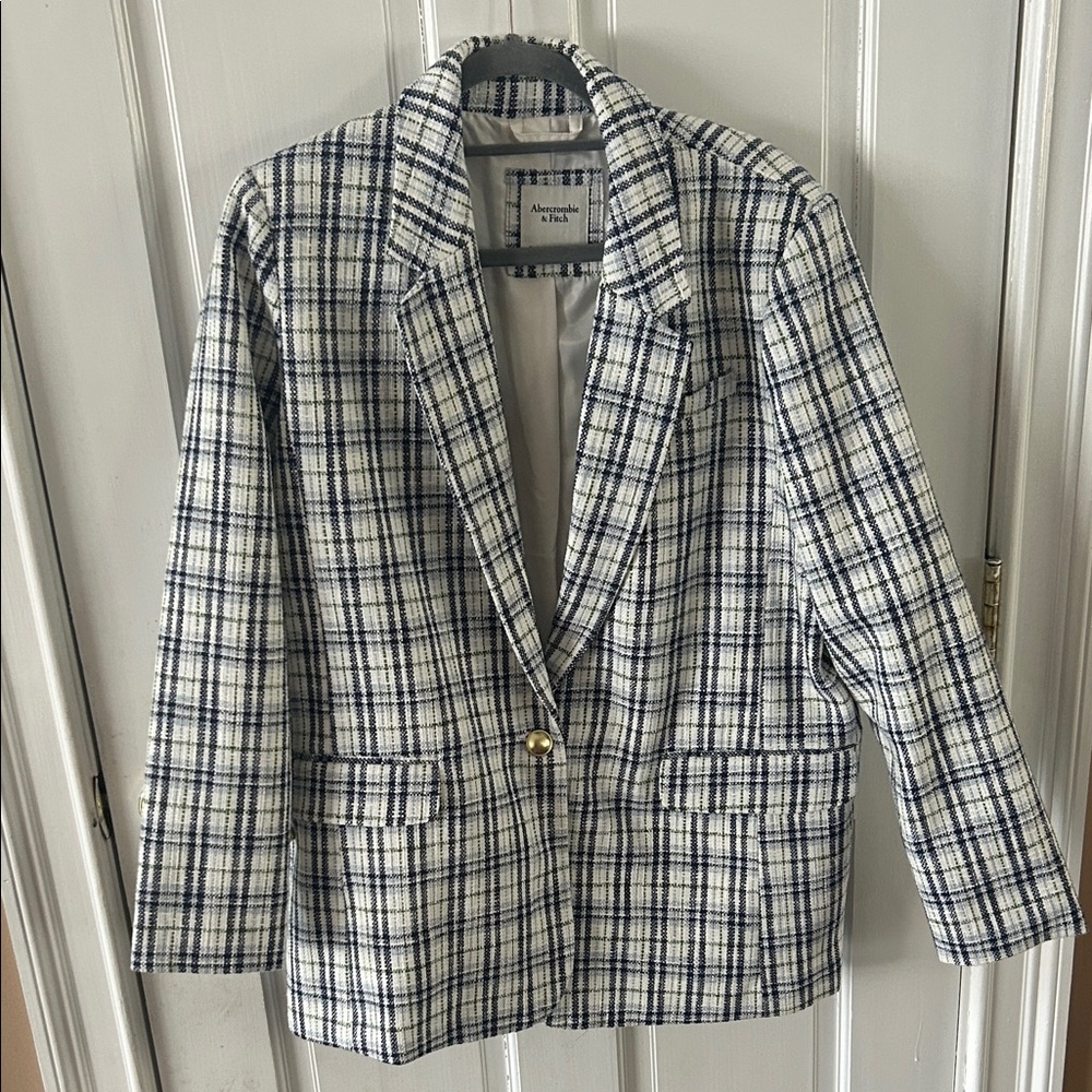 Abercrombie & Fitch Navy and White Check Blazer